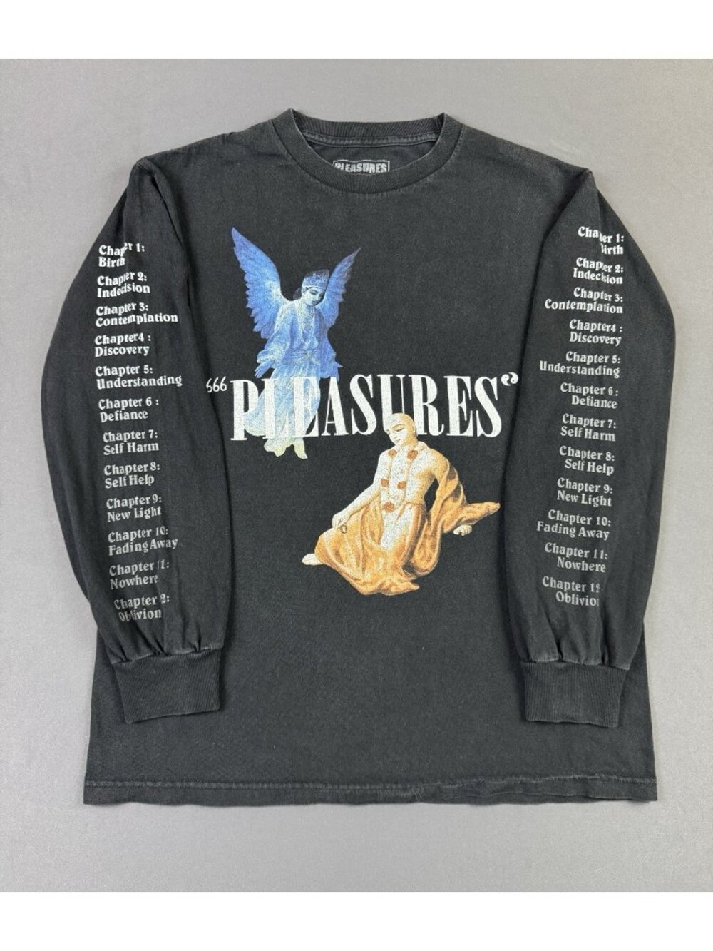 Rare Y2K Pleasures 666 Gods Return Long Sleeve Shirt Streetwear Hype Fade Medium